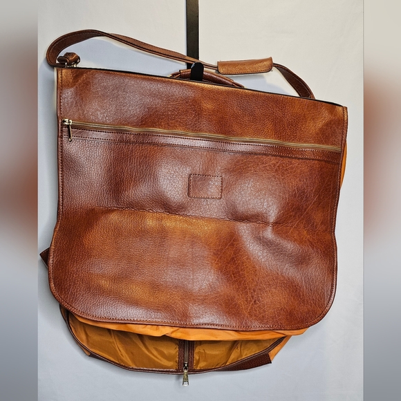 Scovill Cognac Faux Leather Garment Bag